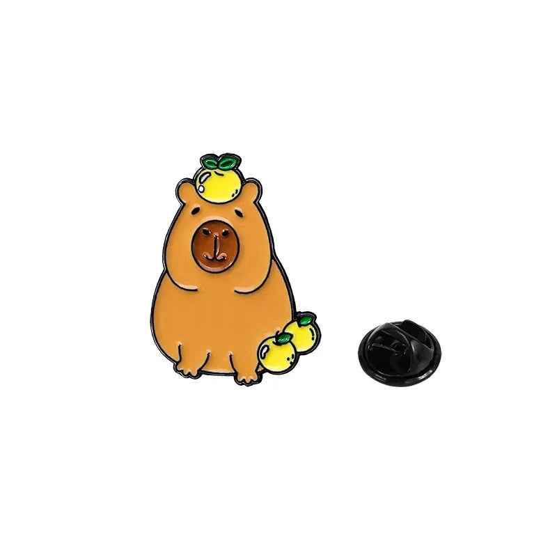 Fashion Cute Cartoon Capybara Enamel Brooch Backpack Hat Decoration Metal Lapel Pin Badge For Friend Clothing Accessories