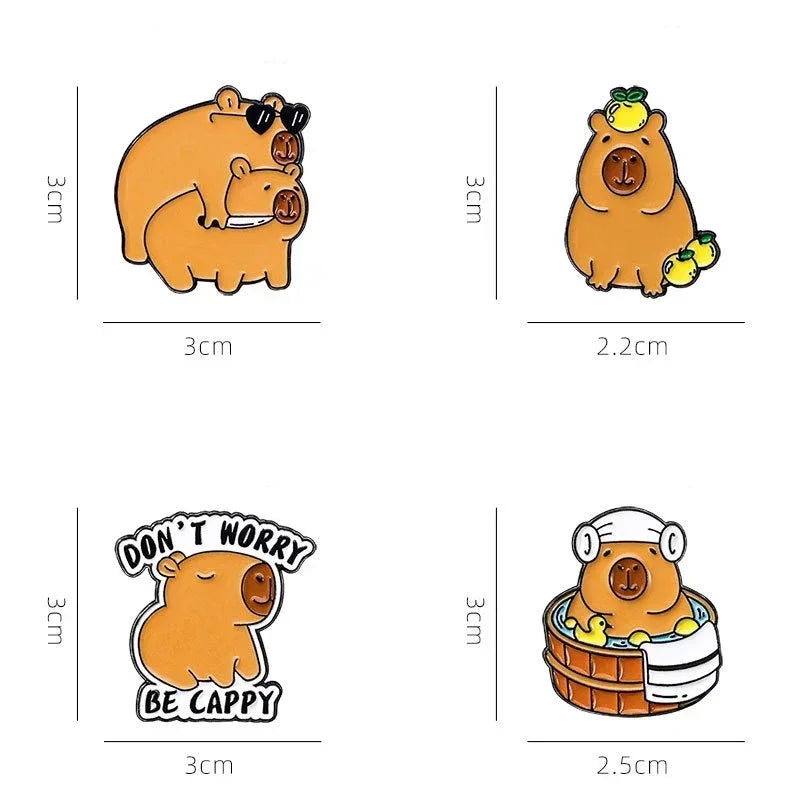 Fashion Cute Cartoon Capybara Enamel Brooch Backpack Hat Decoration Metal Lapel Pin Badge For Friend Clothing Accessories