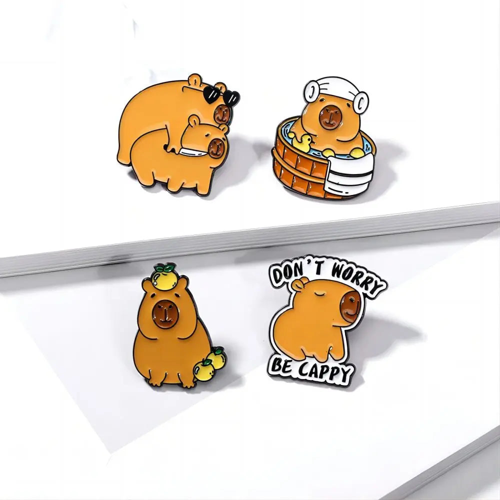 Fashion Cute Cartoon Capybara Enamel Brooch Backpack Hat Decoration Metal Lapel Pin Badge For Friend Clothing Accessories
