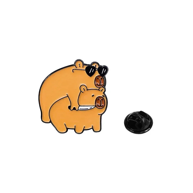 Fashion Cute Cartoon Capybara Enamel Brooch Backpack Hat Decoration Metal Lapel Pin Badge For Friend Clothing Accessories