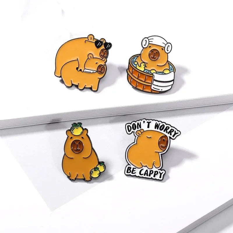 Fashion Cute Cartoon Capybara Enamel Brooch Backpack Hat Decoration Metal Lapel Pin Badge For Friend Clothing Accessories