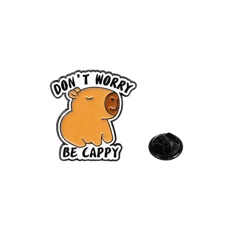 Fashion Cute Cartoon Capybara Enamel Brooch Backpack Hat Decoration Metal Lapel Pin Badge For Friend Clothing Accessories